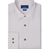 TBSP13600102 | White & Chocolate Geometric Print Dress Shirt