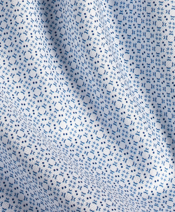 TBSP13600155 | White & Navy Geometric Print Dress Shirt