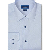 TBSP13600155 | White & Navy Geometric Print Dress Shirt