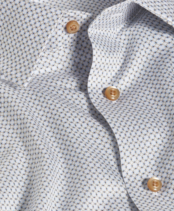 TBSP13601124 | White & Dune Geometric Print Dress Shirt