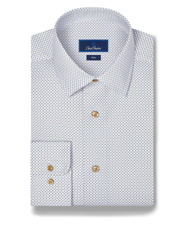 TBSP13601124 | White & Dune Geometric Print Dress Shirt