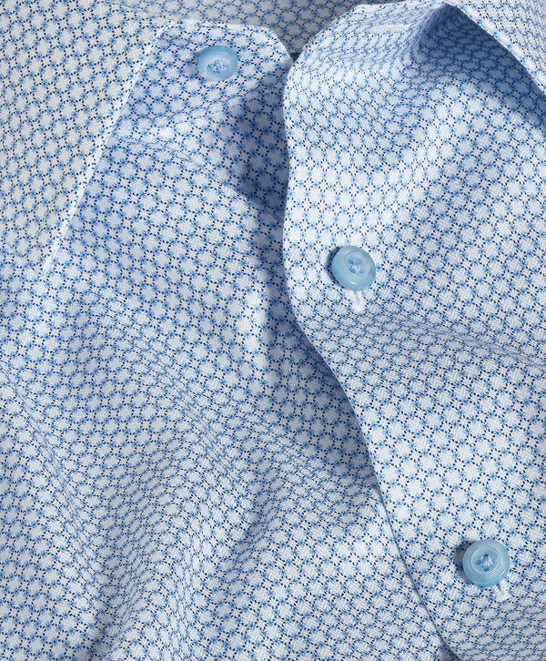 RBSP13601135 | White & Blue Geometric Print Dress Shirt