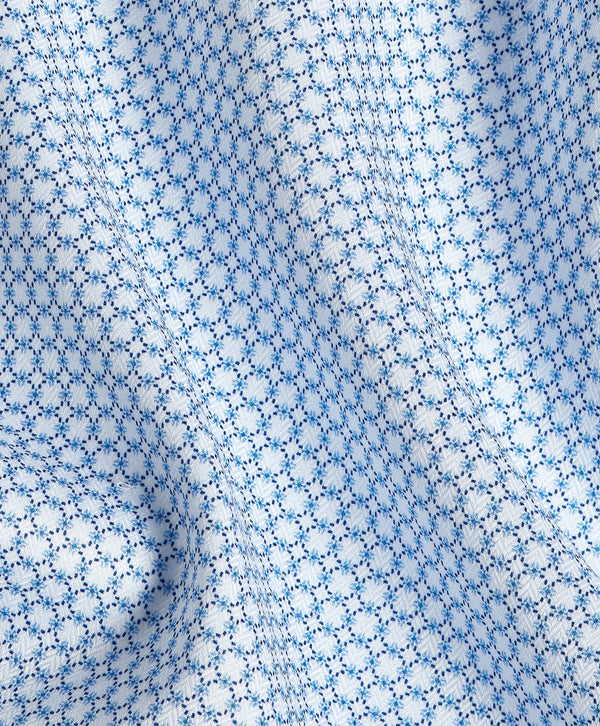 RBSP13601135 | White & Blue Geometric Print Dress Shirt
