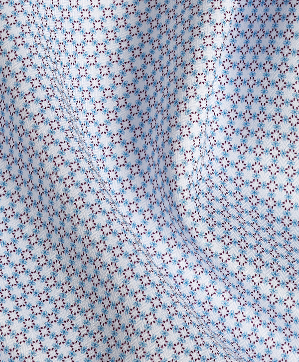TBSP13601165 | White & Merlot Geometric Print Dress Shirt