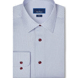 TBSP13601165 | White & Merlot Geometric Print Dress Shirt