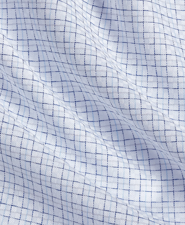 RBSP13800155 | White & Navy Dobby Check Dress Shirt