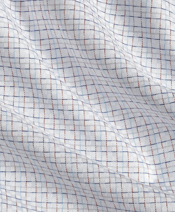 TBSP13800185 | White & Pumpkin Dobby Check Dress Shirt
