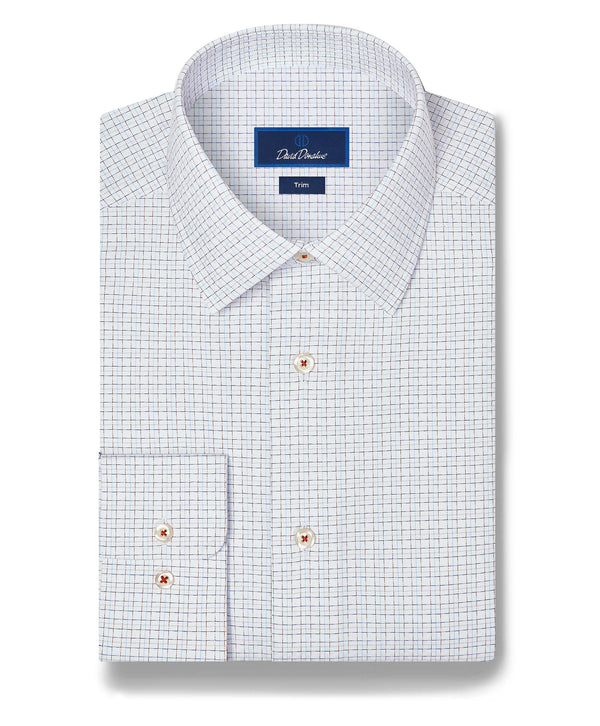 TBSP13800185 | White & Pumpkin Dobby Check Dress Shirt