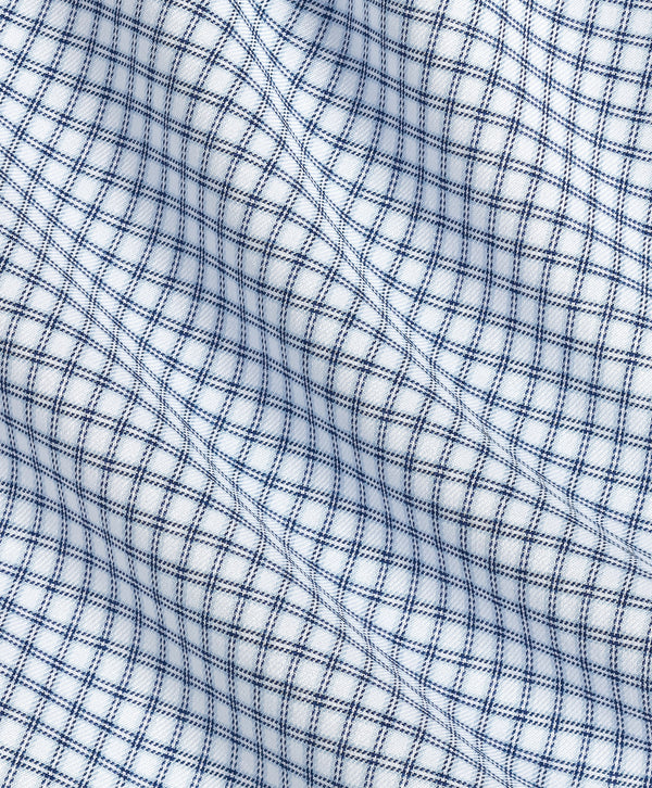 SBSP13801155 | White & Navy Twill Check Stretch Dress Shirt