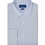 TBSP13801155 | White & Navy Twill Check Stretch Dress Shirt