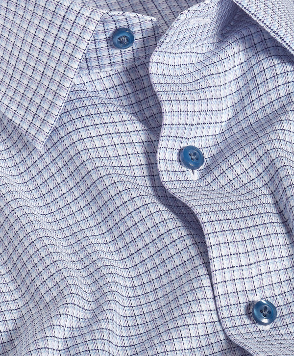 TBSP13802485 | Blue & Purple Twill Check Stretch Dress Shirt
