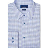 TBSP13802485 | Blue & Purple Twill Check Stretch Dress Shirt