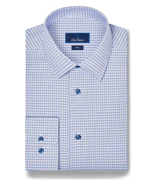 TBSP13802485 | Blue & Purple Twill Check Stretch Dress Shirt