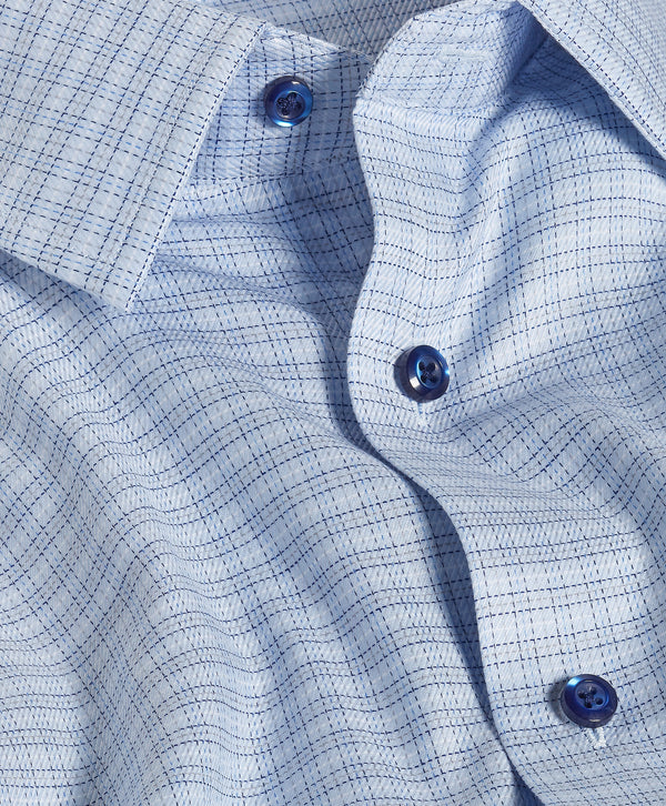SBSP13803452 | Sky & Blue Twill Check Stretch Dress Shirt