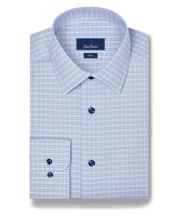TBSP13803452 | Sky & Blue Twill Check Stretch Dress Shirt