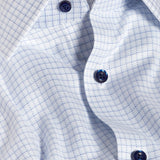 TBSP13804135 | White & Blue Twill Check Stretch Dress Shirt