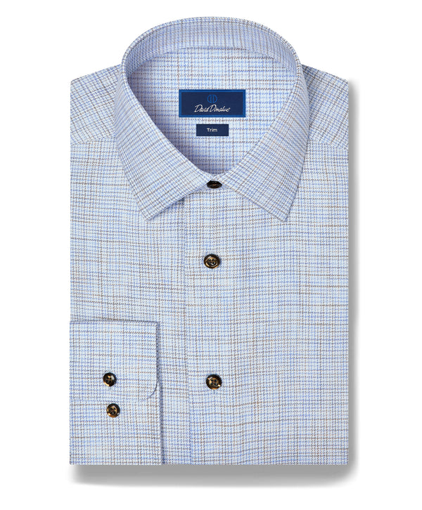 TBSP13805427 | Blue & Chocolate Multi Check Dress Shirt