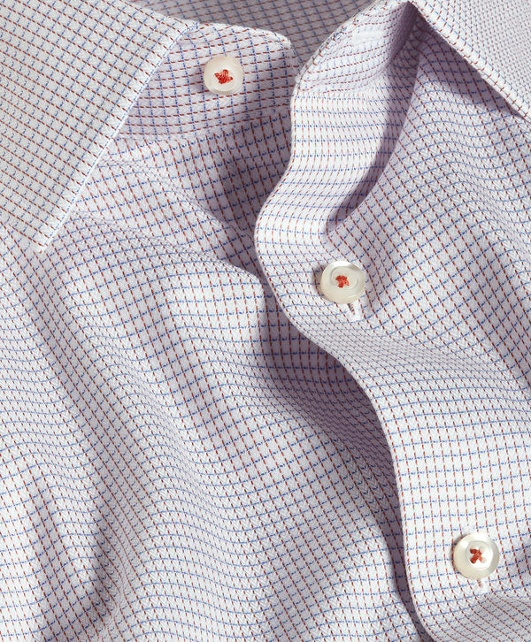 RBSP13806182 | White & Orange Micro Check Dress Shirt