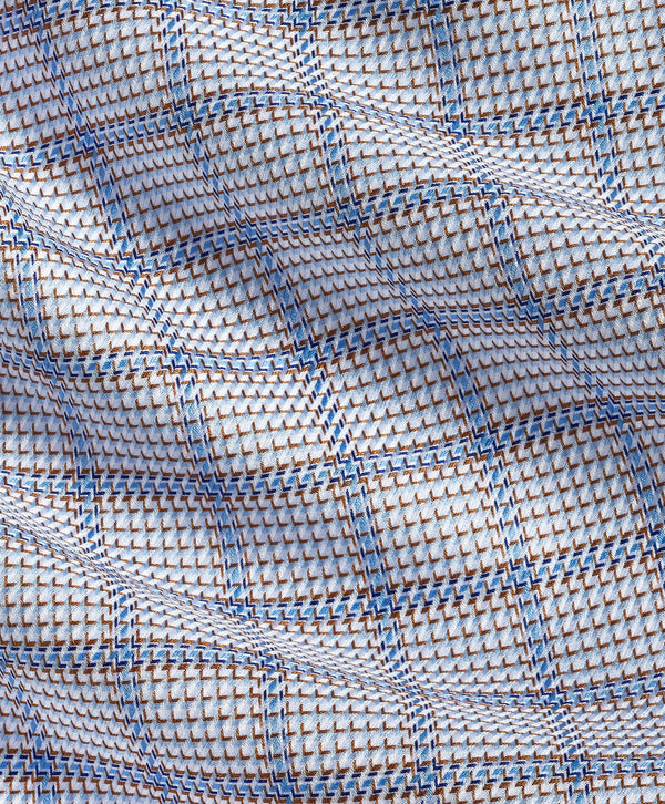 TBSP13807215 | Chocolate & Blue Textured Windowpane Dress Shirt