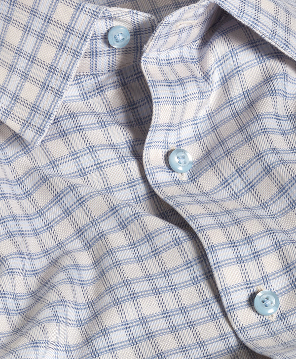 TBSP13809286 | Sand & Blue Dobby Check Dress Shirt