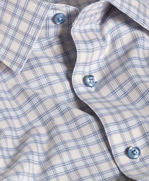 TBSP13809286 | Sand & Blue Dobby Check Dress Shirt