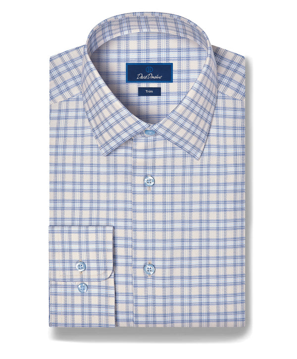 TBSP13809286 | Sand & Blue Dobby Check Dress Shirt