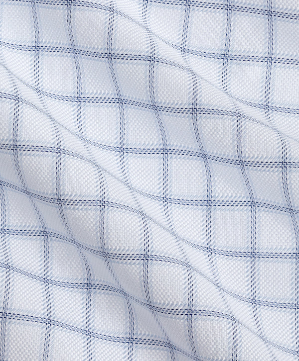 TBSP13810155 | White & Navy Windowpane Check Dress Shirt