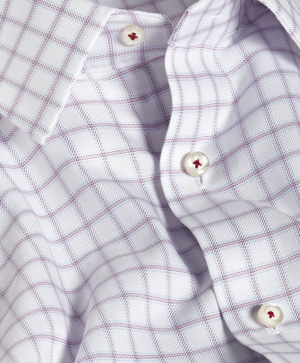 TBSP13810165 | White & Merlot Windowpane Check Dress Shirt