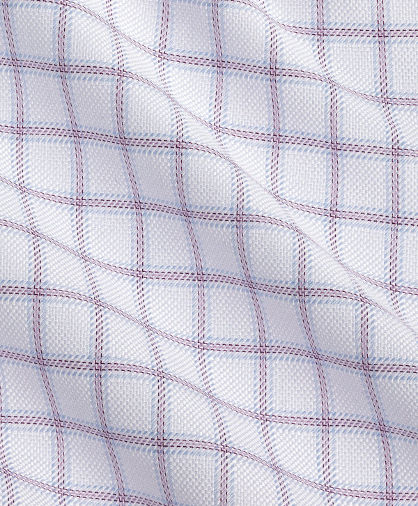 TBSP13810165 | White & Merlot Windowpane Check Dress Shirt