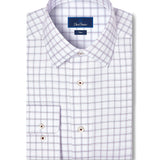 TBSP13810165 | White & Merlot Windowpane Check Dress Shirt