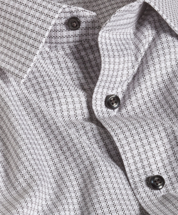 TBSP13811101 | White & Charcoal Textured Check Dress Shirt