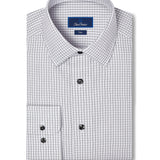 TBSP13811101 | White & Charcoal Textured Check Dress Shirt