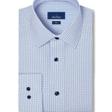 TBSP13811135 | White & Blue Textured Check Dress Shirt