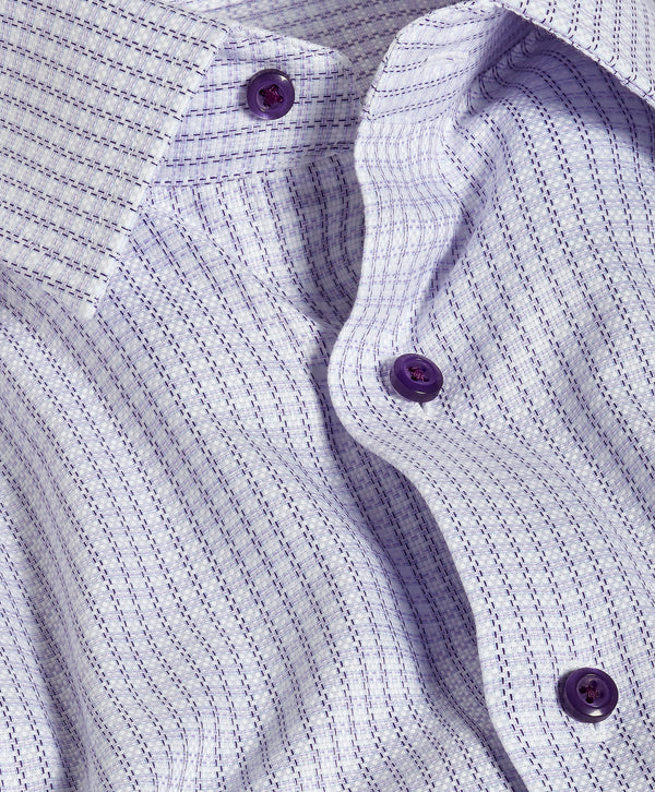 RBSP13811137 | White & Purple Textured Check Dress Shirt