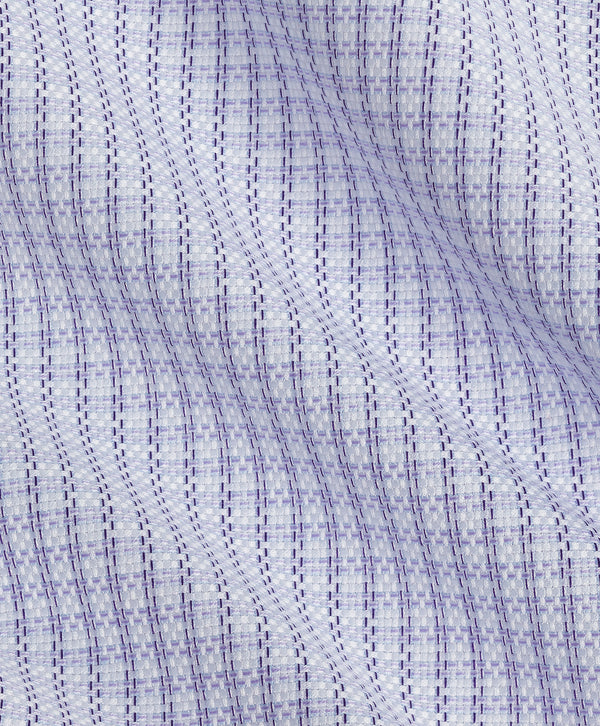 RBSP13811137 | White & Purple Textured Check Dress Shirt