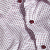 TBSP13811165 | White & Merlot Textured Check Dress Shirt