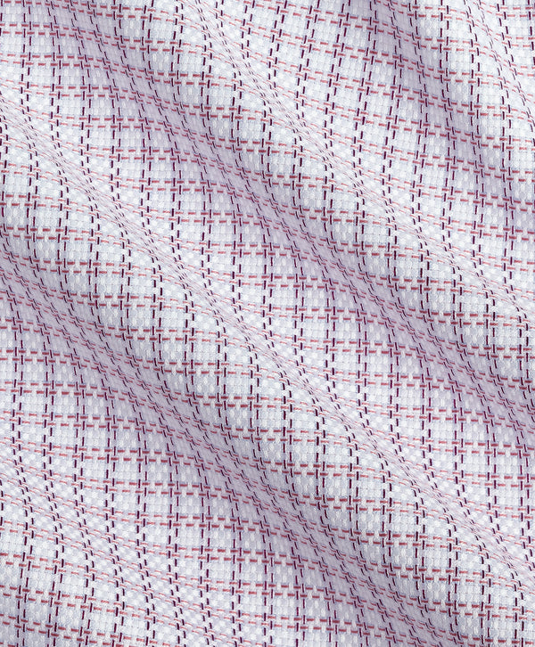 TBSP13811165 | White & Merlot Textured Check Dress Shirt