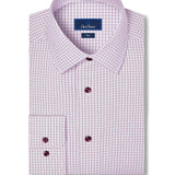 TBSP13811165 | White & Merlot Textured Check Dress Shirt