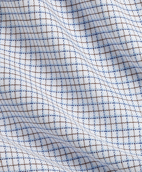 TBSP13812427 | Blue & Chocolate Dobby Check Dress Shirt