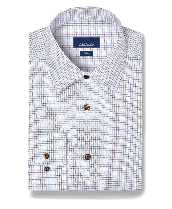TBSP13812427 | Blue & Chocolate Dobby Check Dress Shirt
