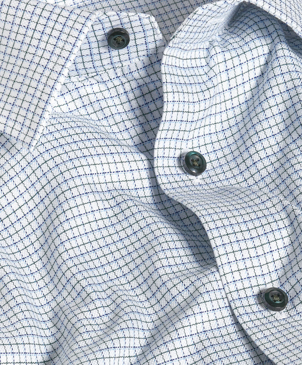 TBSP13812448 | Blue & Green Dobby Check Dress Shirt