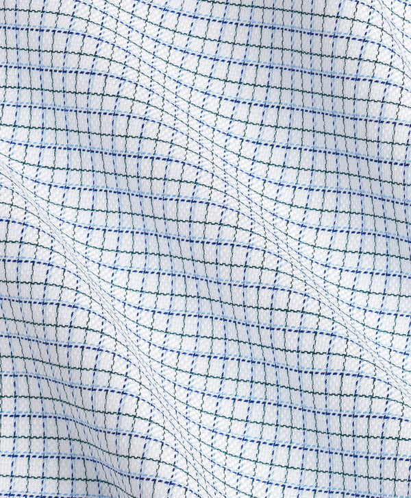 TBSP13812448 | Blue & Green Dobby Check Dress Shirt