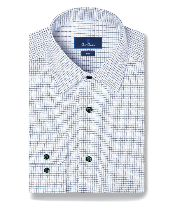 TBSP13812448 | Blue & Green Dobby Check Dress Shirt