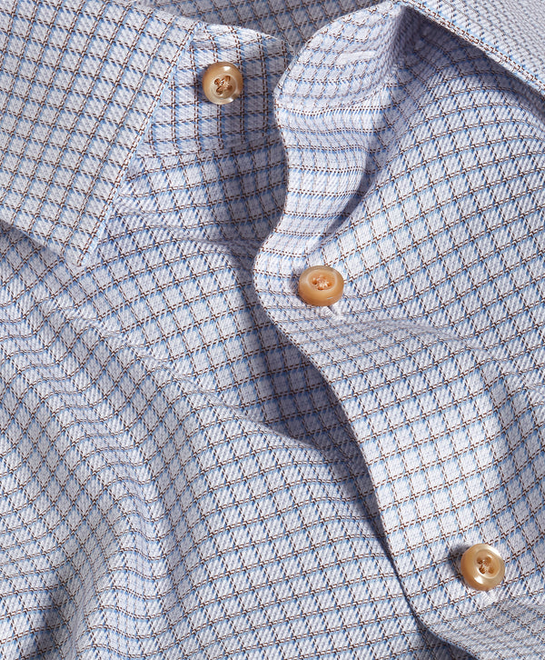 TBSP13817421 | Sky & Chocolate Twill Check Dress Shirt