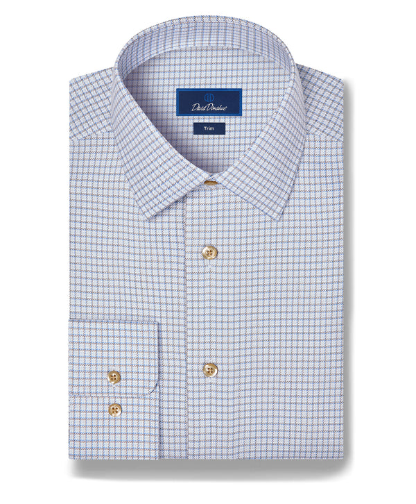 TBSP13817421 | Sky & Chocolate Twill Check Dress Shirt