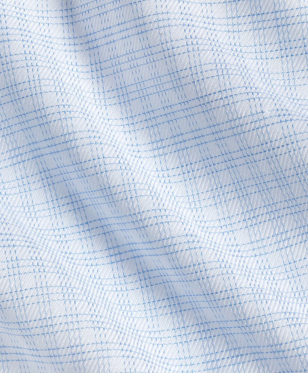 TBSP13819136 | White & Sky Twill Check Stretch Dress Shirt