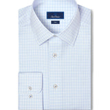 TBSP13819136 | White & Sky Twill Check Stretch Dress Shirt