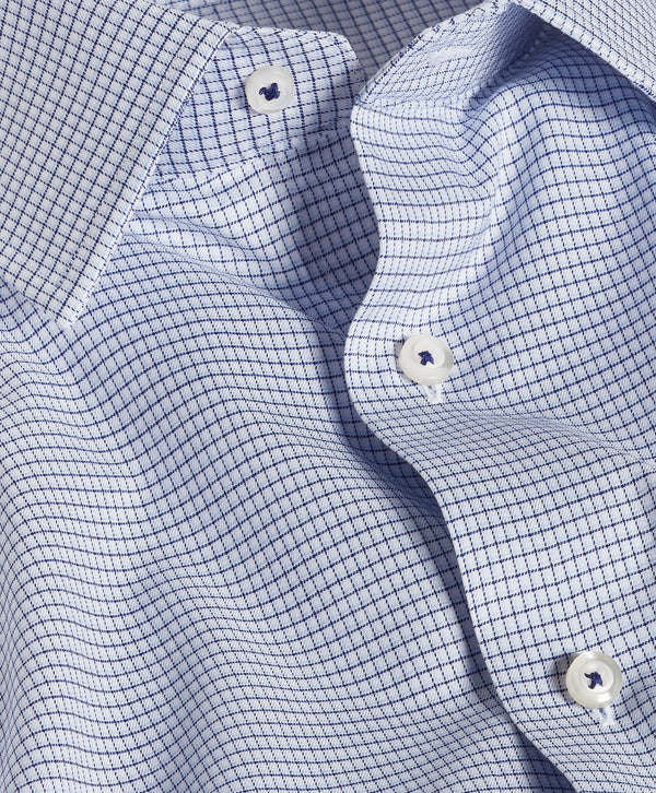 TBSP13820450 | Navy & Sky Twill Micro Check Stretch Dress Shirt