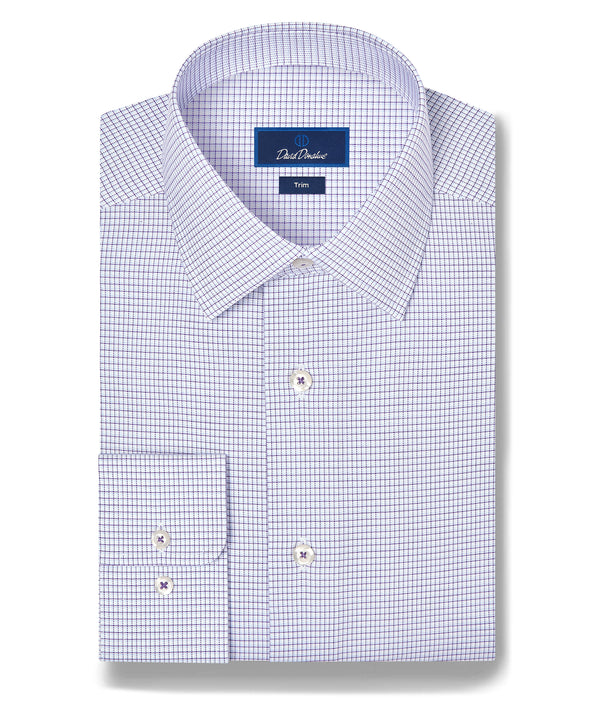 TBSP13820518 | Purple & Sky Twill Micro Check Stretch Dress Shirt