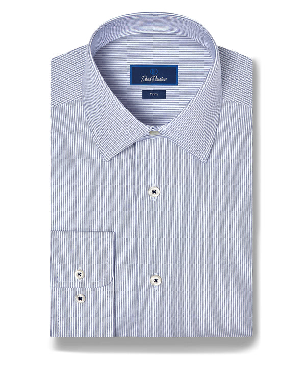 TBSP13950407 | Navy & White Twill Stripe Stretch Dress Shirt